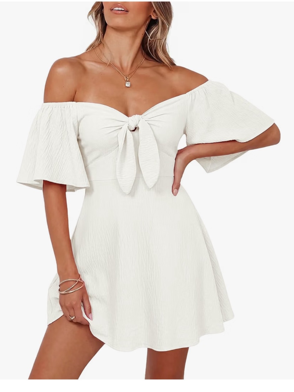 Tie-Front White Mini Dress